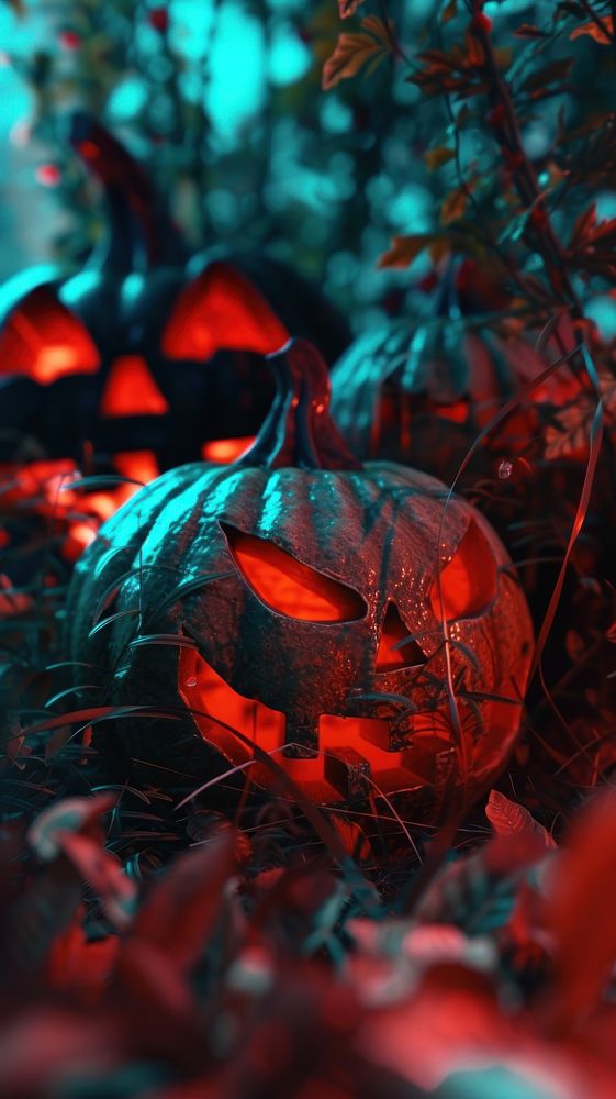 Anaglyph halloween red jack-o'-lantern jack-o-lantern.