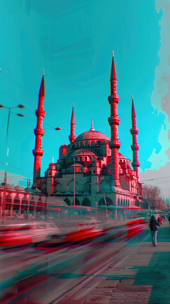 Anaglyph istanbul architecture building landmark.