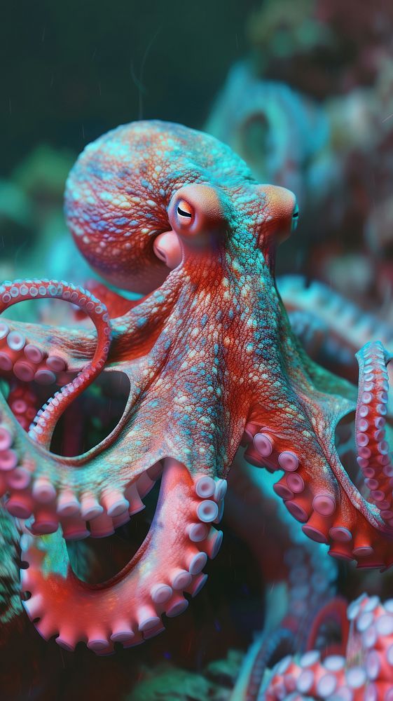 Anaglyph octopus animal invertebrate transparent.