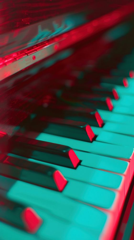 Anaglyph piano keyboard red transportation.