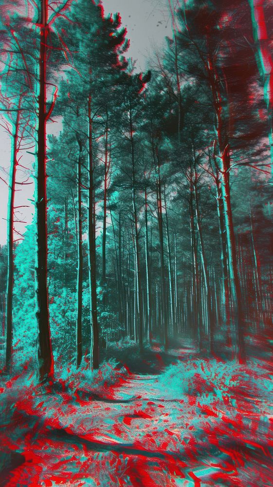Anaglyph forest outdoors woodland nature.