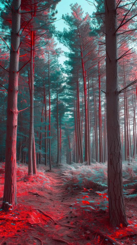 Anaglyph forest outdoors woodland nature.