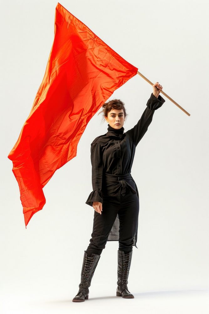 Female leader flag holding adult.