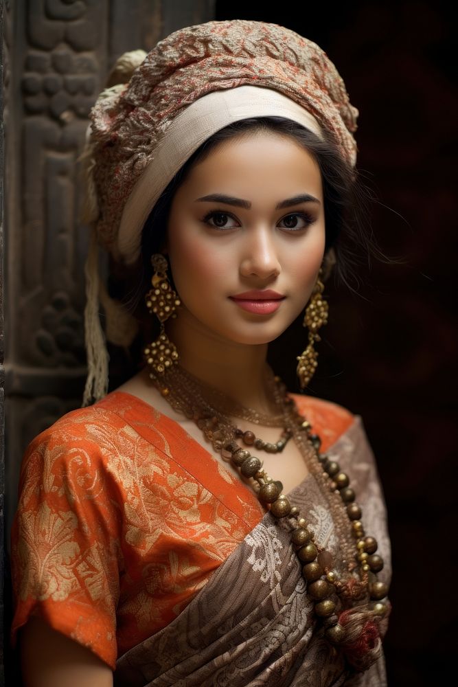 Indonesian traditional outfit necklace portrait jewelry.