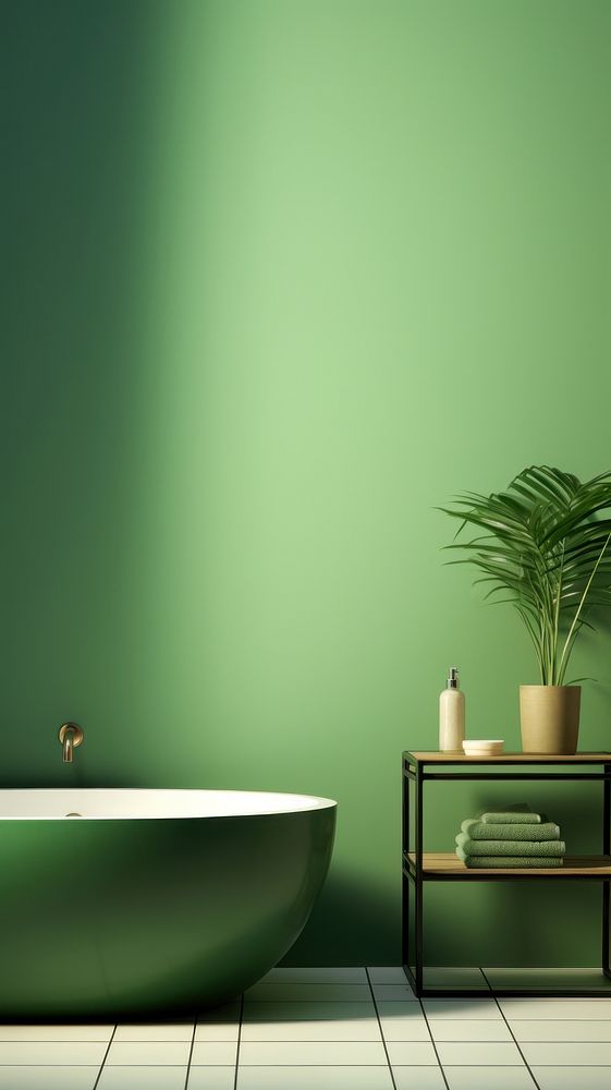 Minimal bathroom green bathtub architecture.