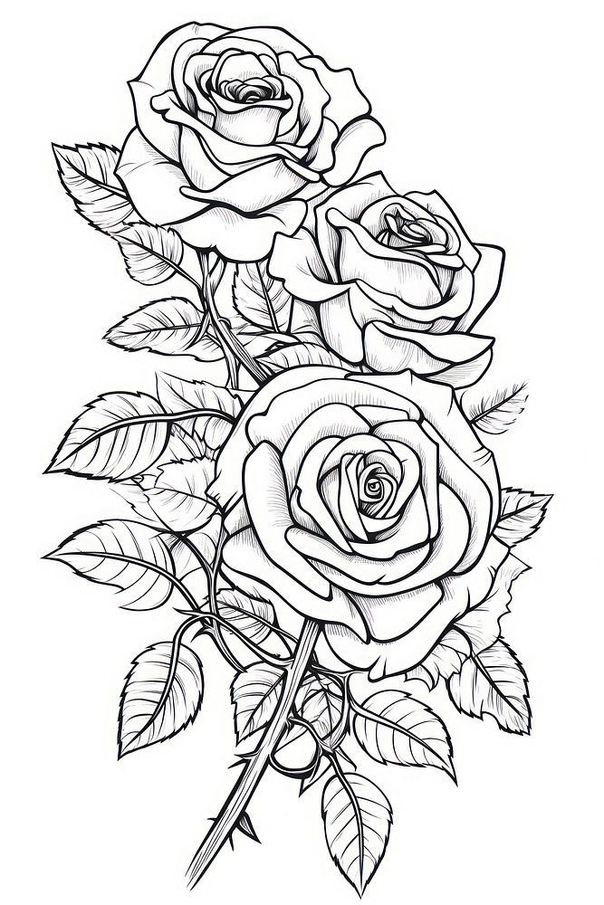 Rose bouquet sketch pattern drawing.