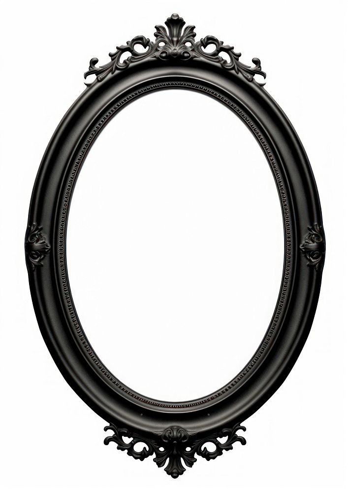 Ornamental black oval mirror frame photo.