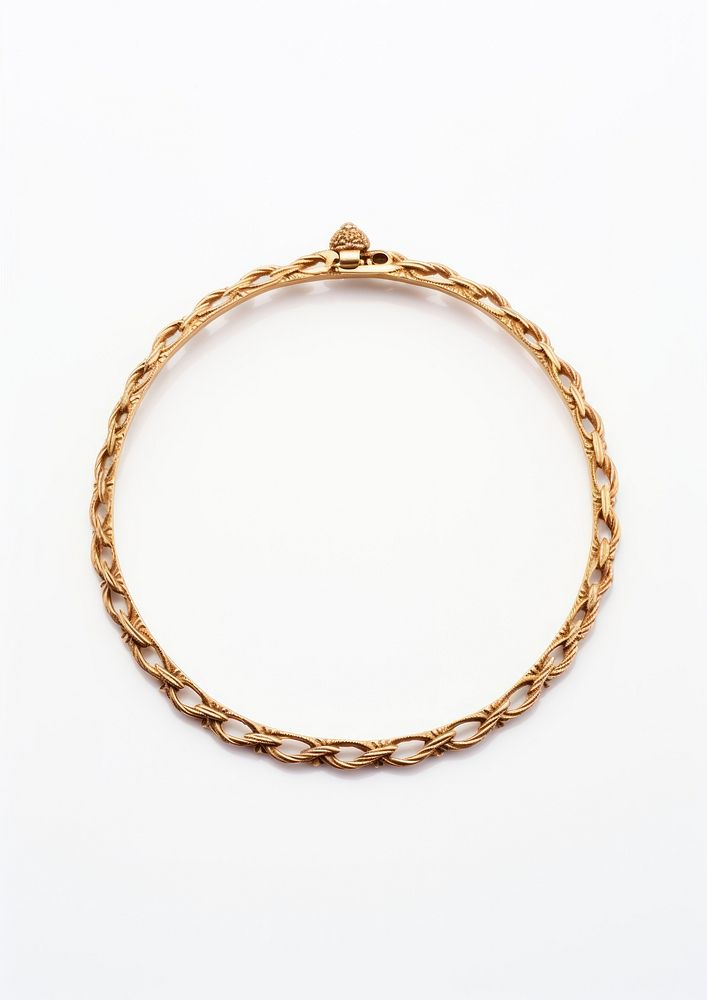 Ornamental gold oval bracelet jewelry white background.