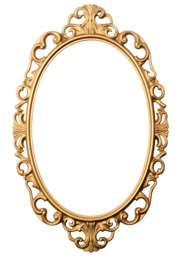 Ornamental gold oval jewelry locket frame.
