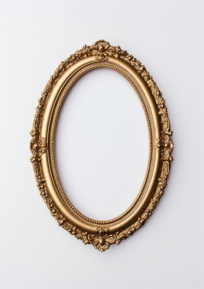 Ornamental gold oval jewelry frame photo.