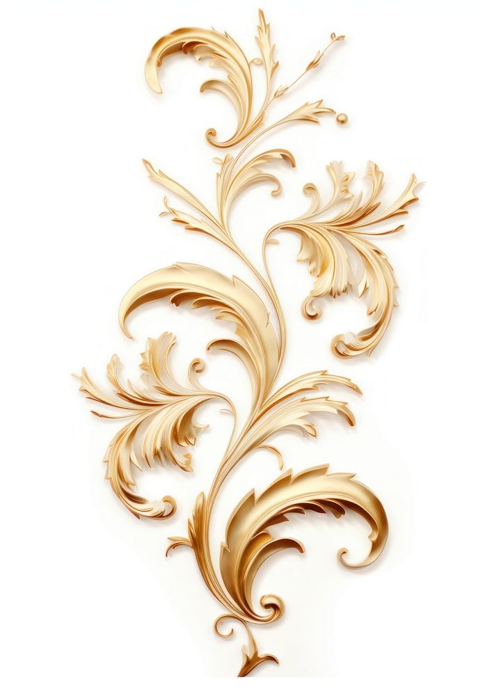 Ornamental gold flowers pattern white background creativity.