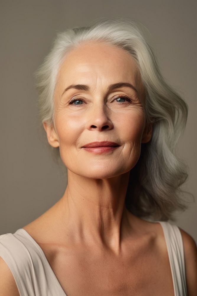 Beautiful Mature old lady portrait adult smile.