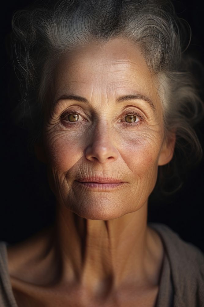 Beautiful Mature half-affican old lady portrait skin adult.