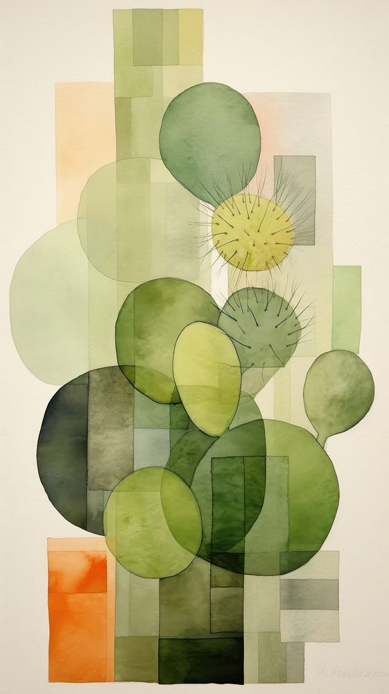 Cactus painting collage shape.
