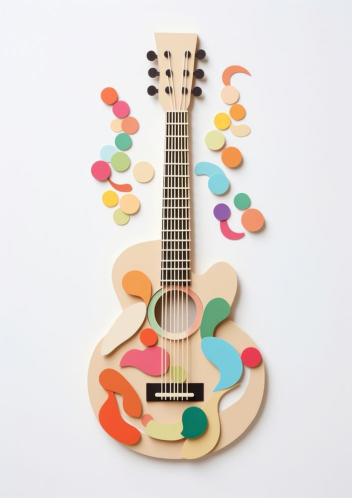 Guitar with music notes art creativity pattern.