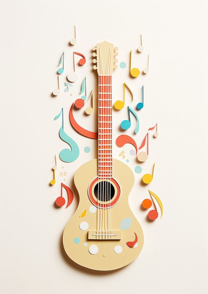 Guitar with music notes celebration creativity string.
