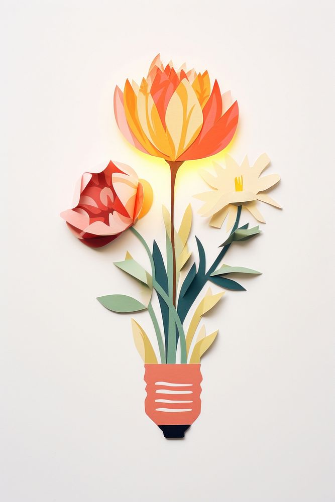 Light bulb flower art painting.