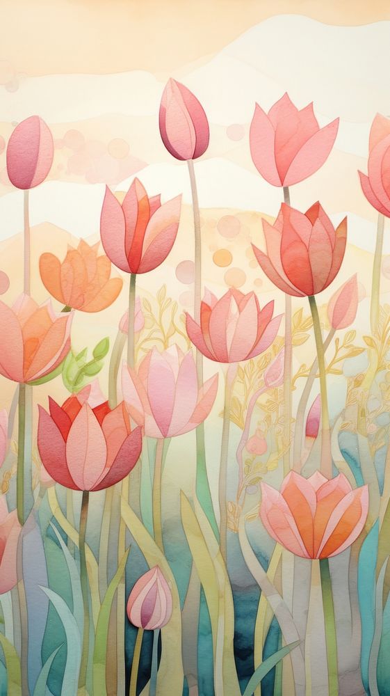 Tulip garden art painting pattern.