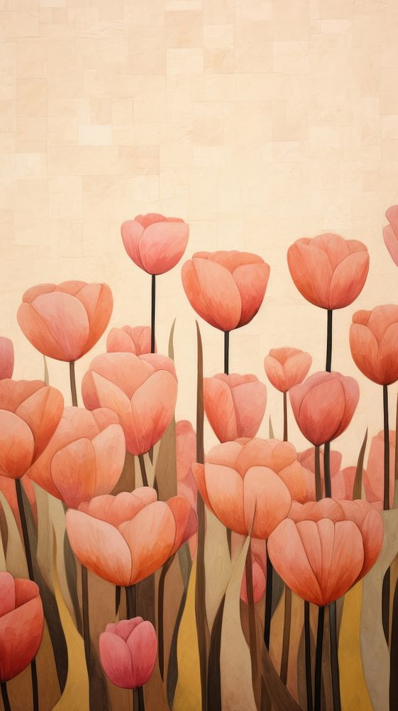 Tulip garden art painting flower.