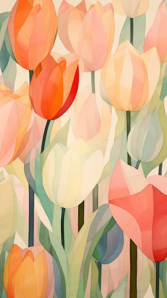 Tulip garden art painting pattern.