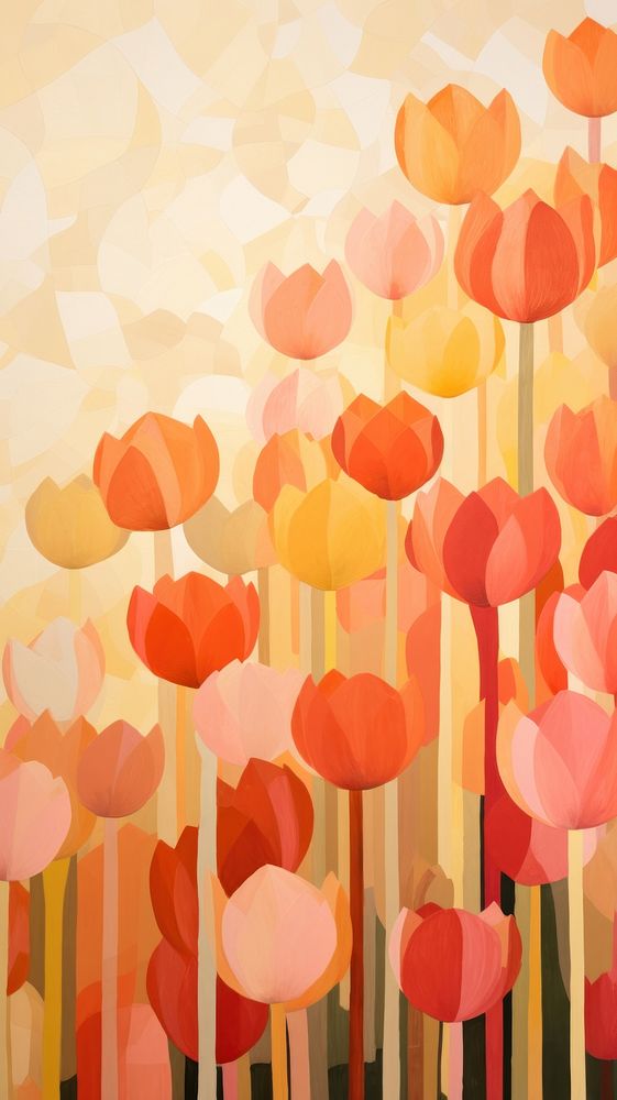 Tulip garden art wallpaper abstract.