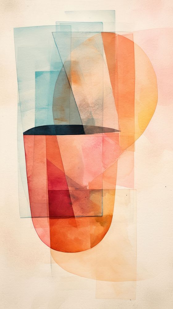 Coffee cup abstract painting collage.