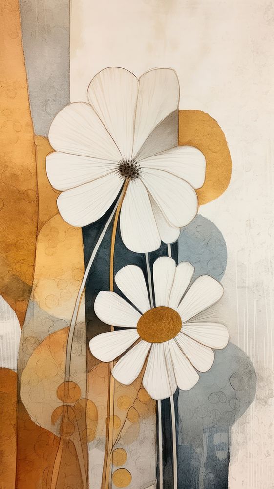 Daisy garden art painting pattern.