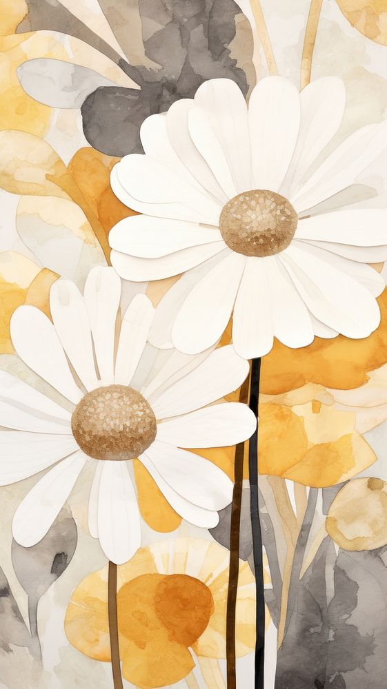 Daisy garden art wallpaper painting.