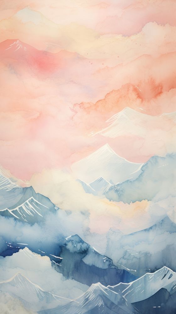 Snow mountain abstract painting nature.