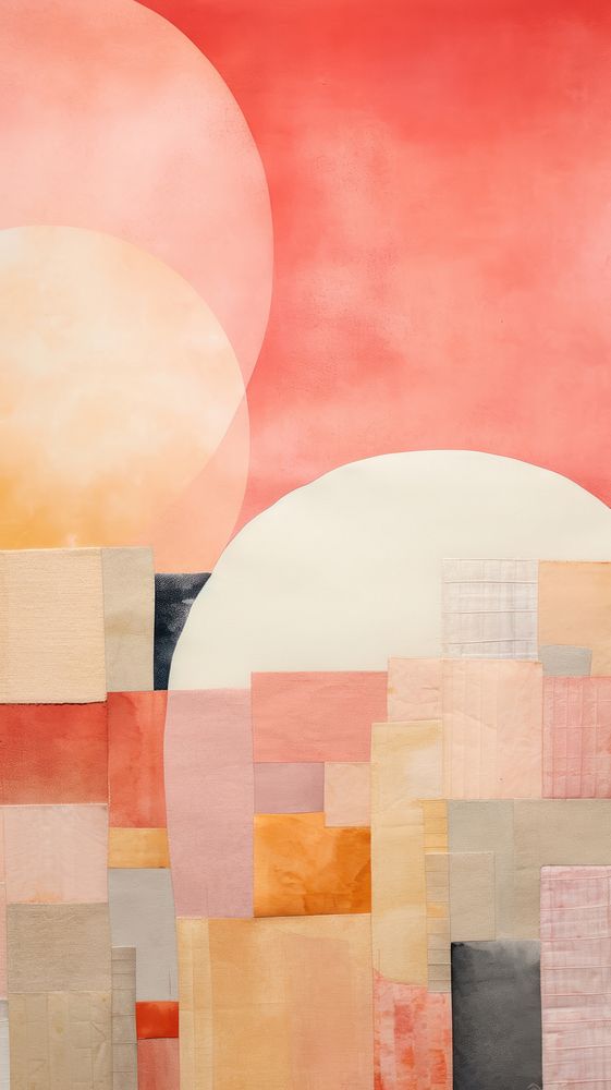 Sunset abstract painting collage.