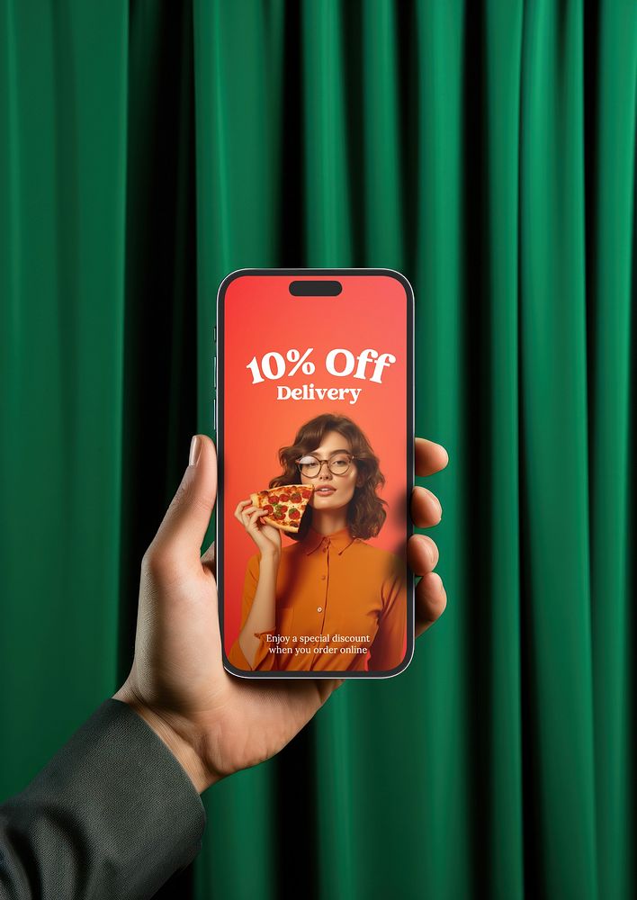 Pizza promotion ad on phone