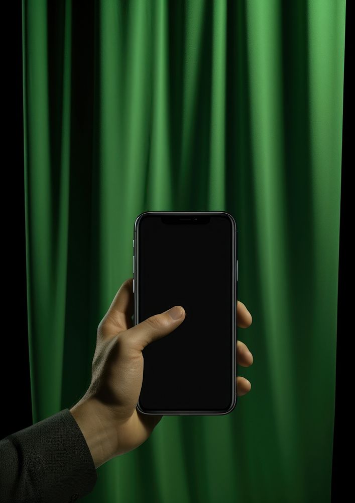 Holding green phone photo.