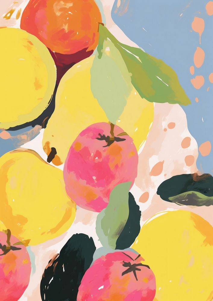 Fruits on table painting plant pear.