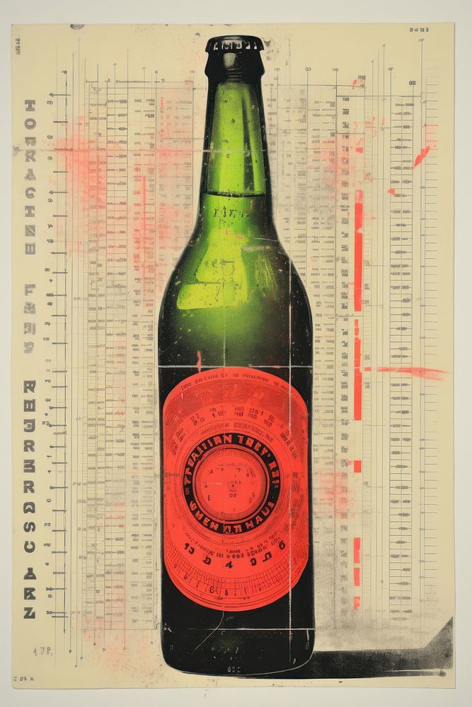 Beer bottle drink text art.