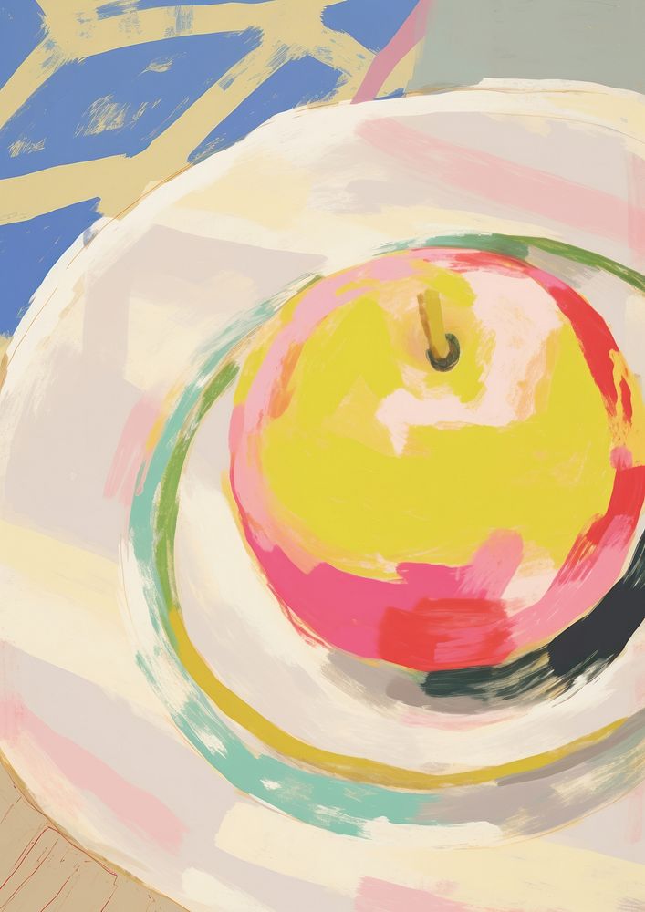 Apple on table art painting food.