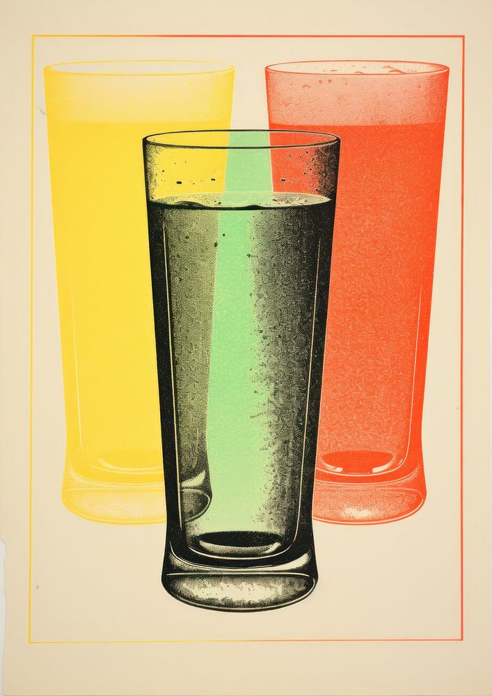 Silkscreen of a beer glass drink juice art.