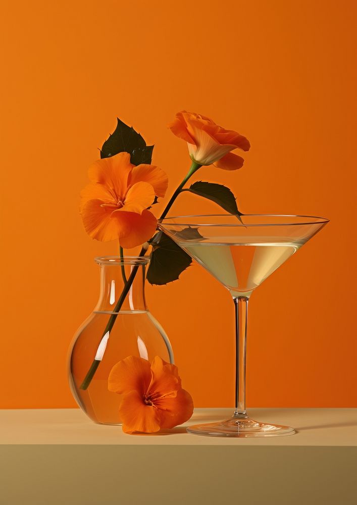 Martini flower glass cocktail.
