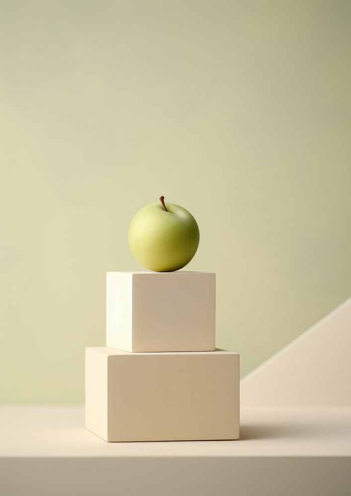 Typographic balance apple fruit plant.