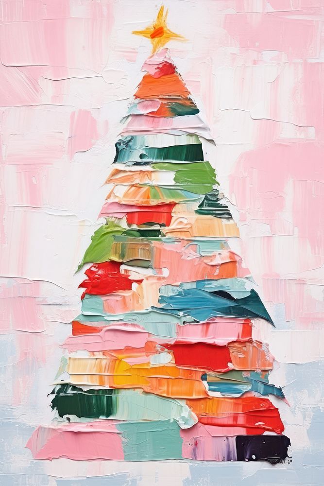 Christmas tree art painting abstract.