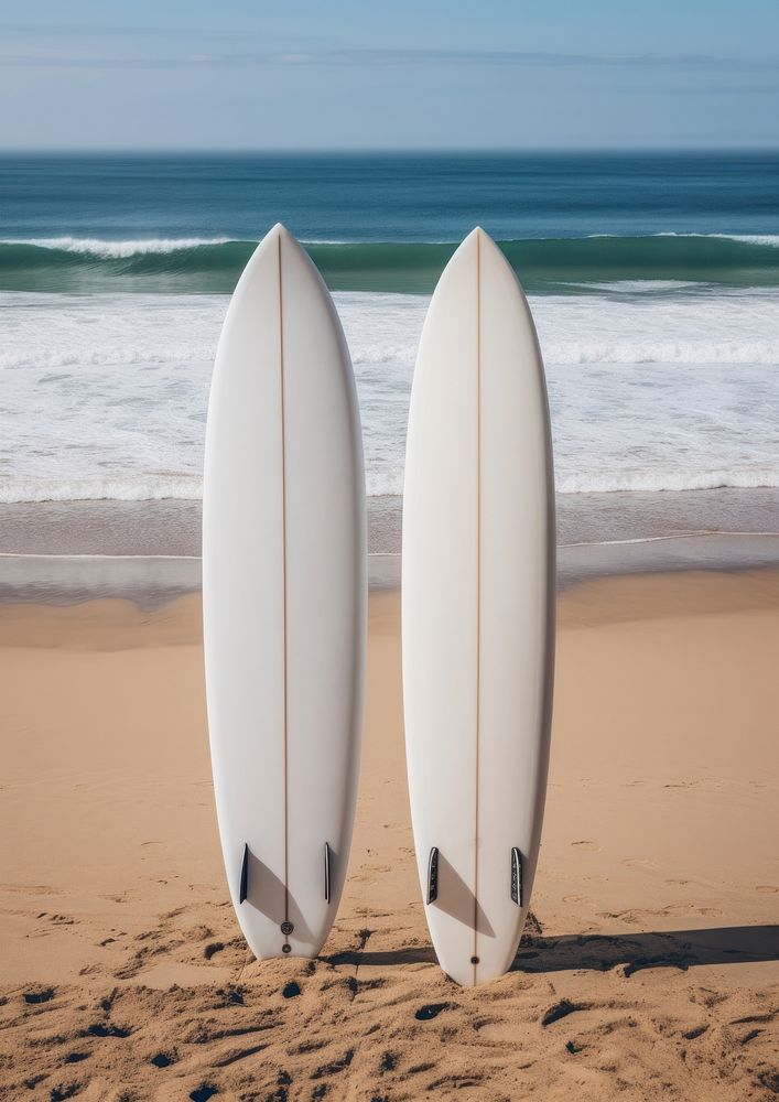 Two white blank surfboard outdoors surfing nature.