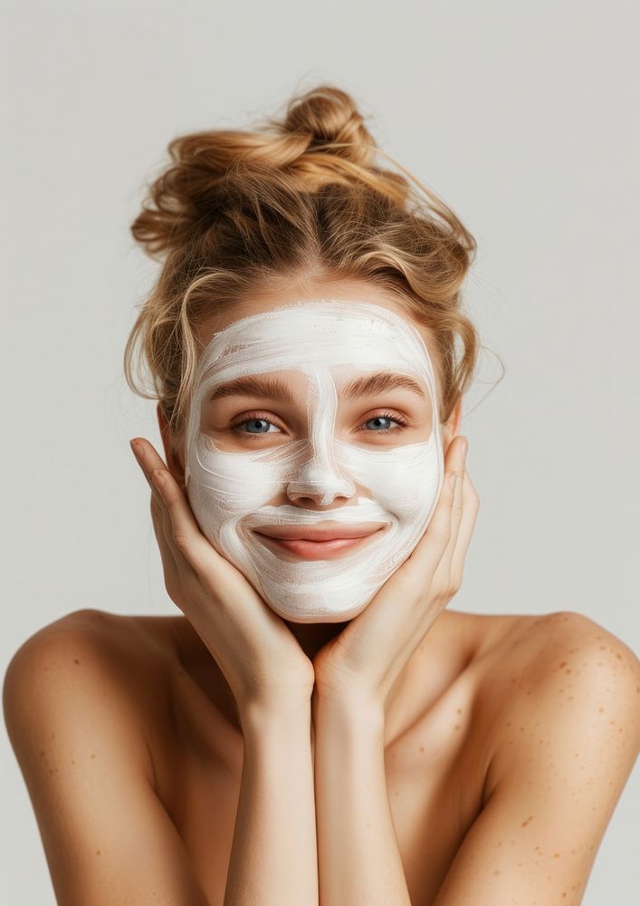 A Young woman with organic mask portrait adult photo.