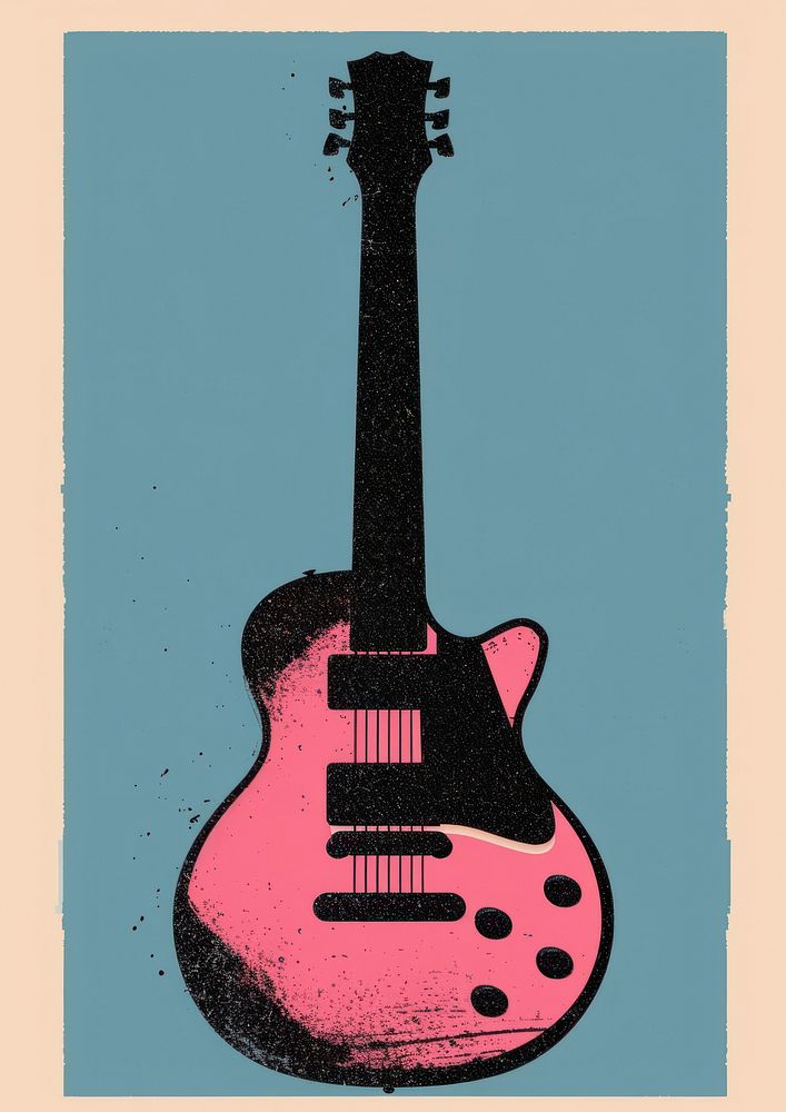 Silkscreen of a guitar pink performance creativity.