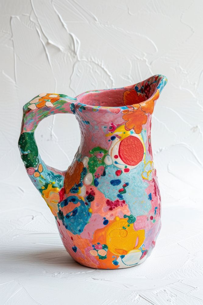 One piece of colorful ceramic art made by kid jug creativity porcelain.