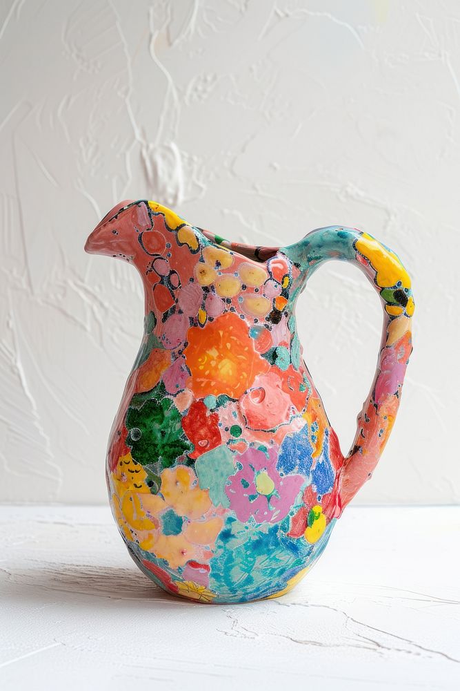 One piece of colorful ceramic art made by kid jug creativity porcelain.