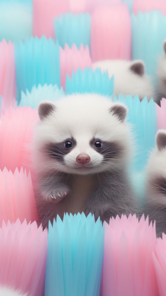 Fluffy pastel badger raccoon animal mammal.