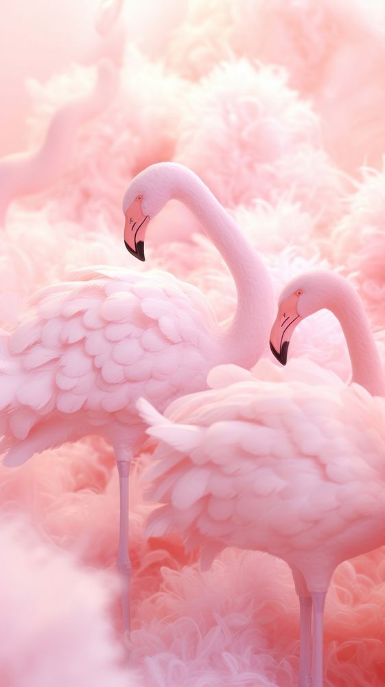 Fluffy pastel flamingo animal bird wildlife.