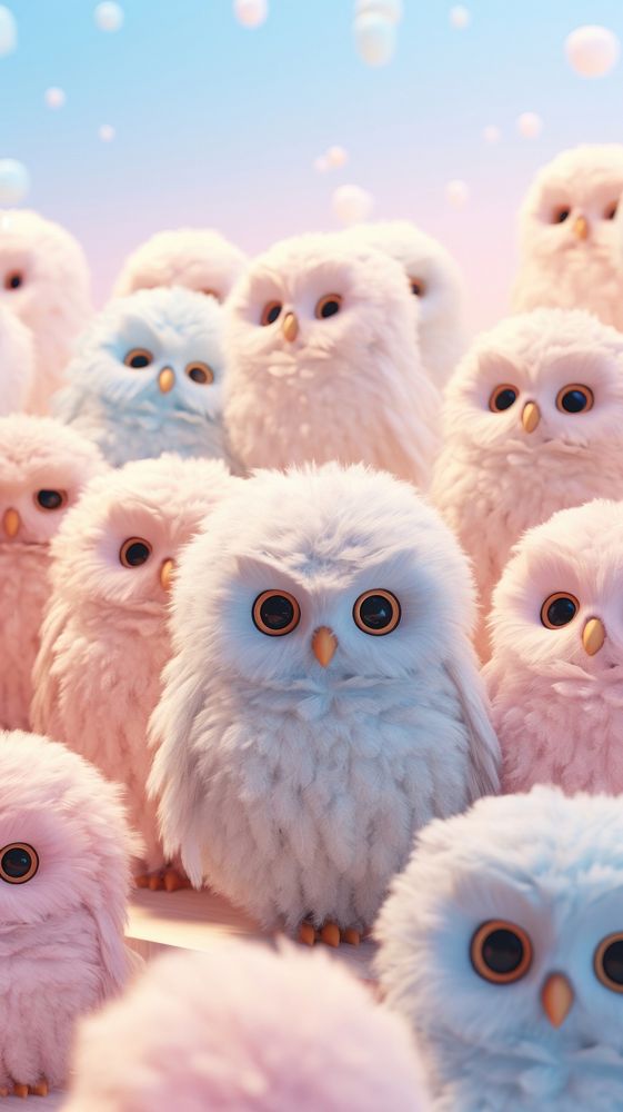 Fluffy pastel owl animal bird toy.