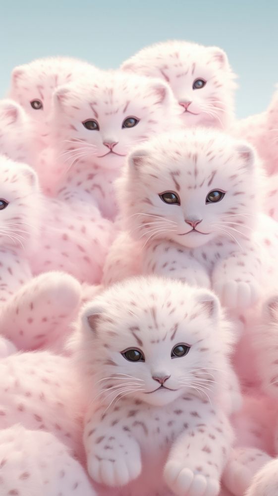 Fluffy pastel leopard animal mammal kitten.