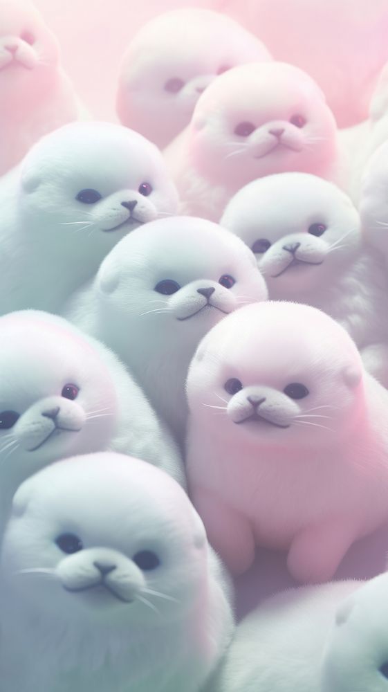 Fluffy pastel seal animal mammal cute.