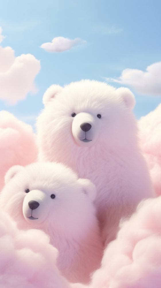 Fluffy pastel polar bear mammal cute toy.